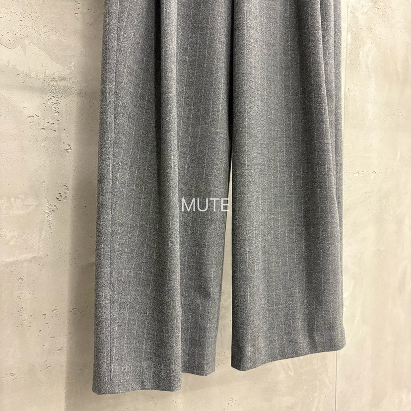 MUTE韓國直郵26秋季松緊腰暗紋闊腿休閑褲褶裥MUTE休閑褲
