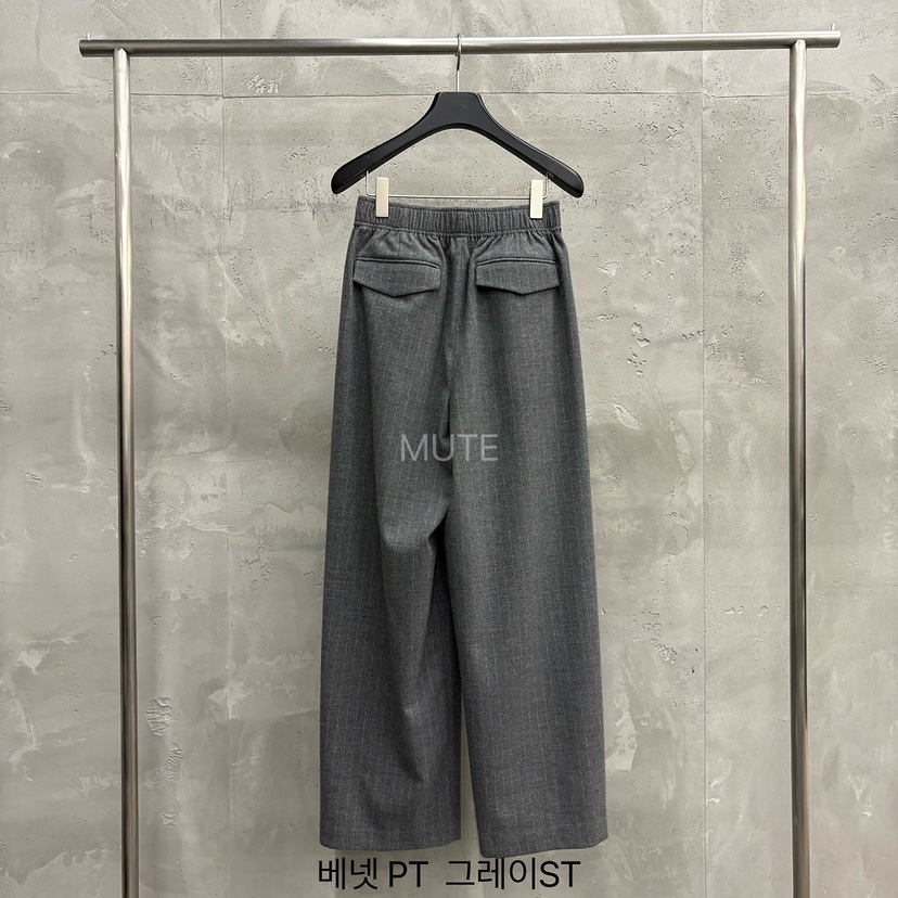 MUTE韓國直郵26秋季松緊腰暗紋闊腿休閑褲褶裥MUTE休閑褲