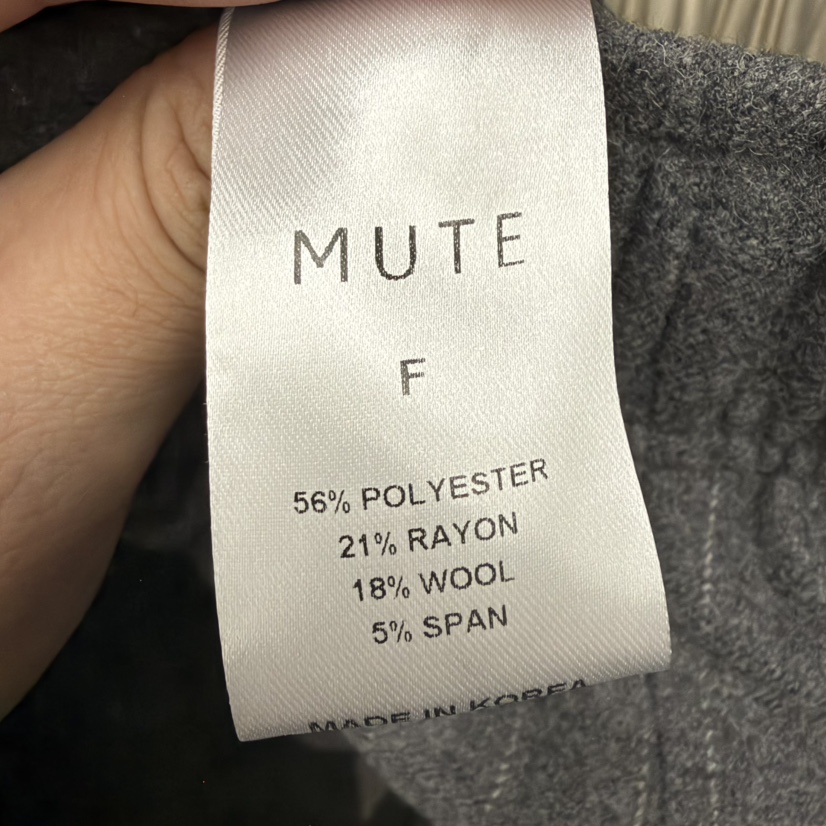 MUTE韓國直郵26秋季松緊腰暗紋闊腿休閑褲褶裥MUTE休閑褲