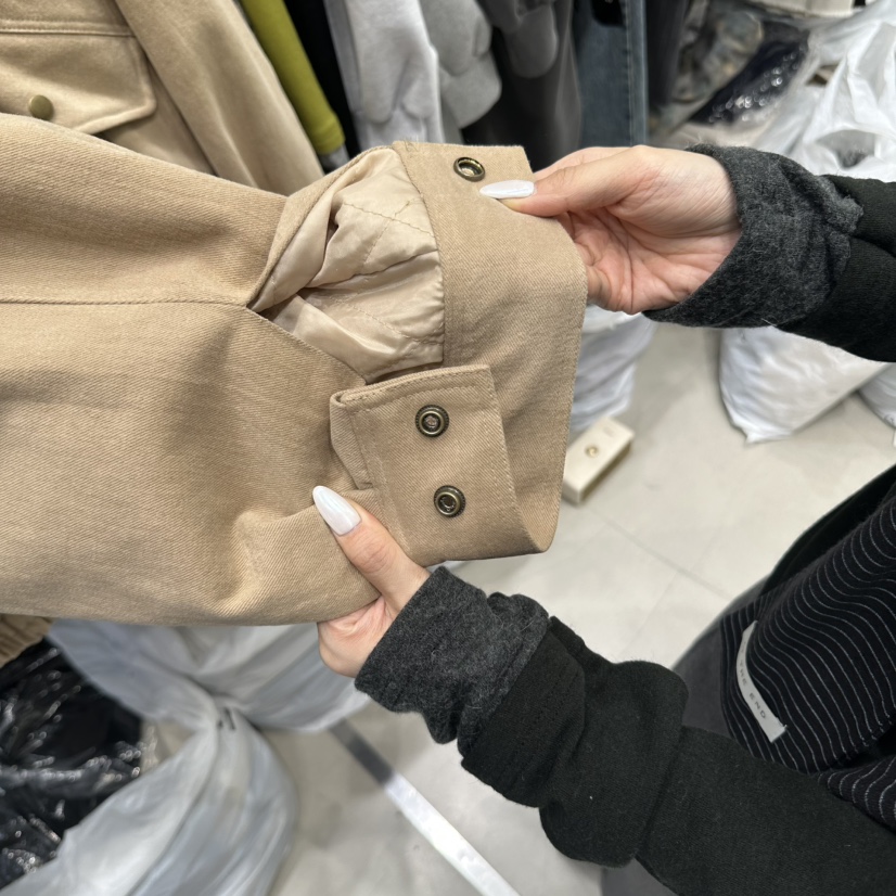 AT THE END韓國代購26秋冬拼皮領短款工裝夾克落肩翻領AT THE END夾克