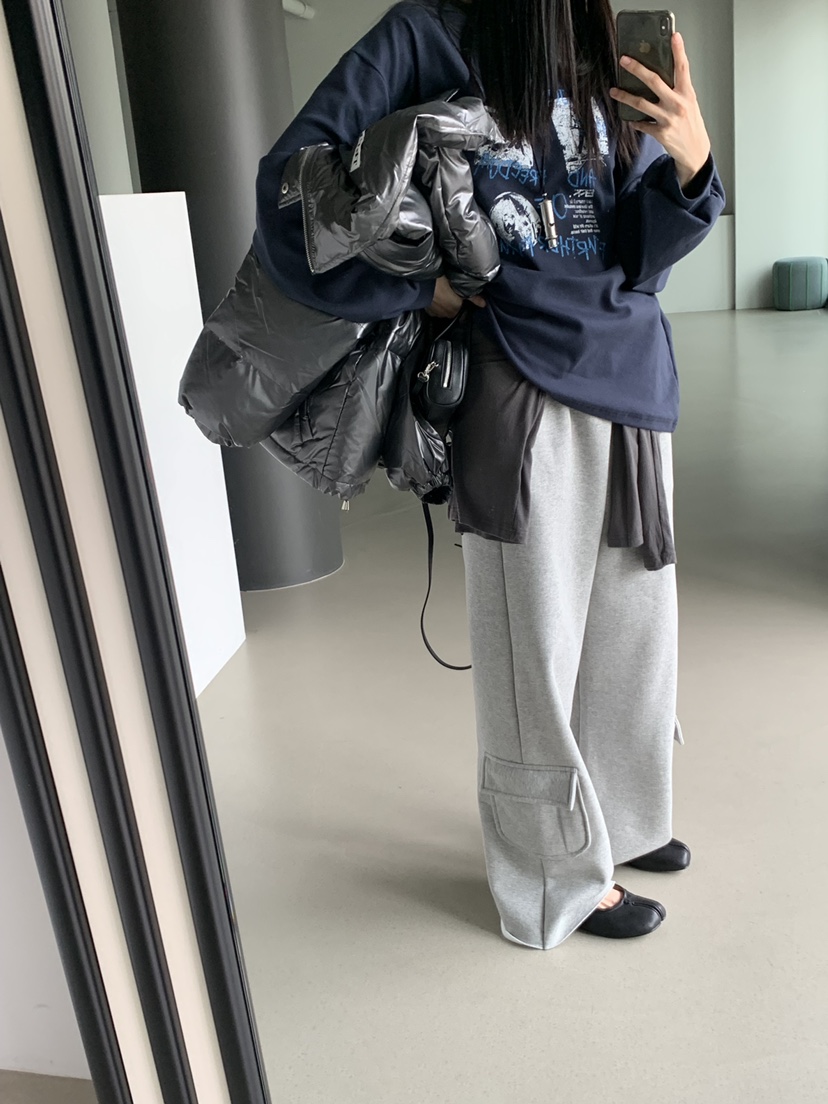 TRUE東大門代購26秋季落肩寬松印花長袖T恤落肩寬松羅紋TRUE長袖T恤