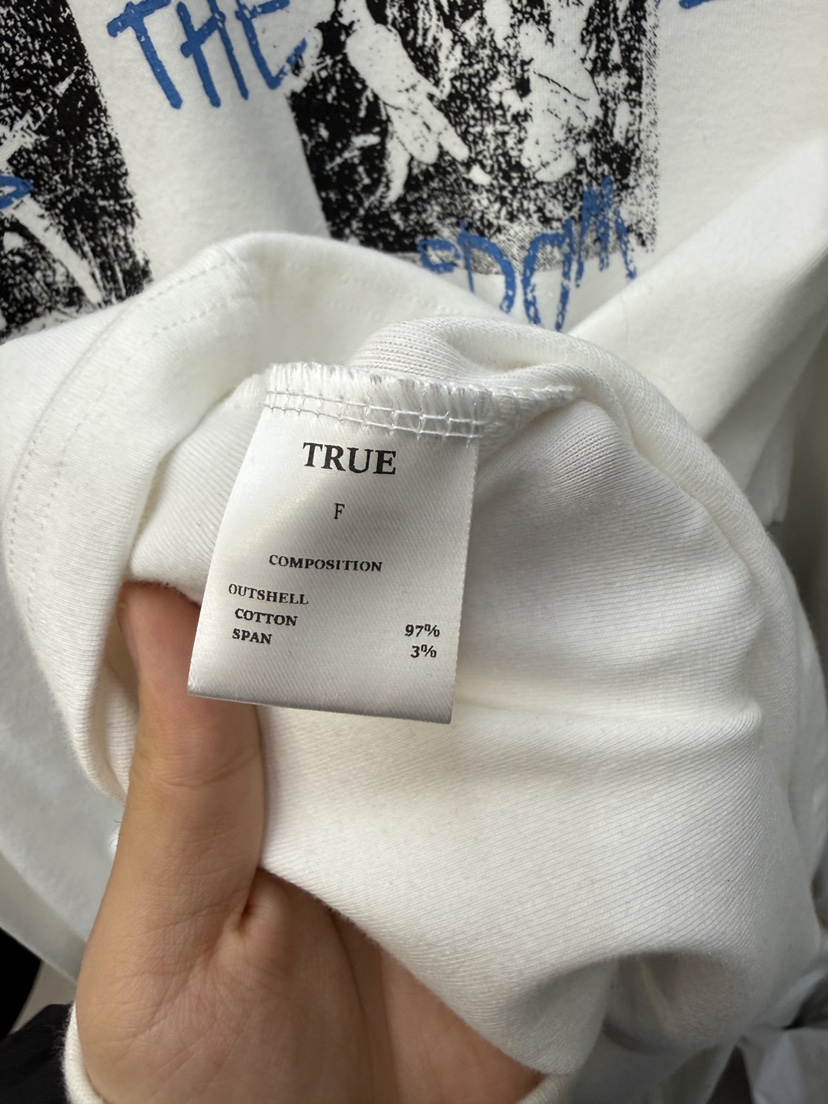 TRUE東大門代購26秋季落肩寬松印花長袖T恤落肩寬松羅紋TRUE長袖T恤