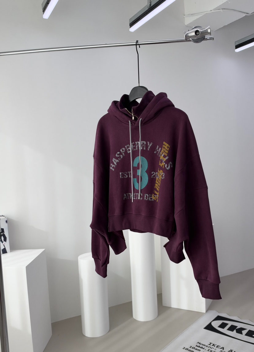 RED-A東大門直郵26秋季不規則短款連帽衛衣連帽衫抽繩短款落肩RED-A衛衣圖色2
