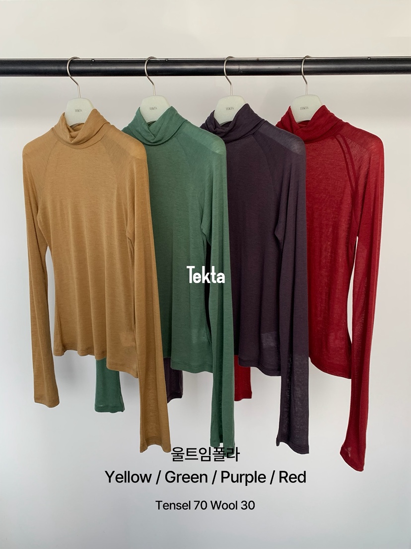 Tekta韓國直郵26秋季插肩袖高領長袖T恤修身版型插肩袖高領Tekta長袖T恤
