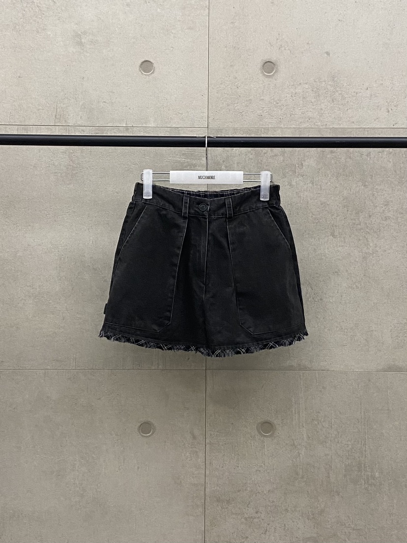 MUCH MORE/JACKPOT東大門實拍26秋冬毛邊格紋下擺短褲格紋高腰MUCH MORE/JACKPOT短褲圖色4
