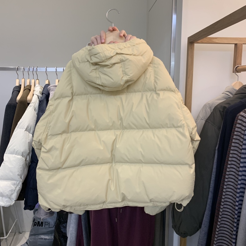 OUTRENE韓國直郵26秋冬寬松連帽短款羽絨服可調節羽絨服抽繩按OUTRENE短款羽絨服