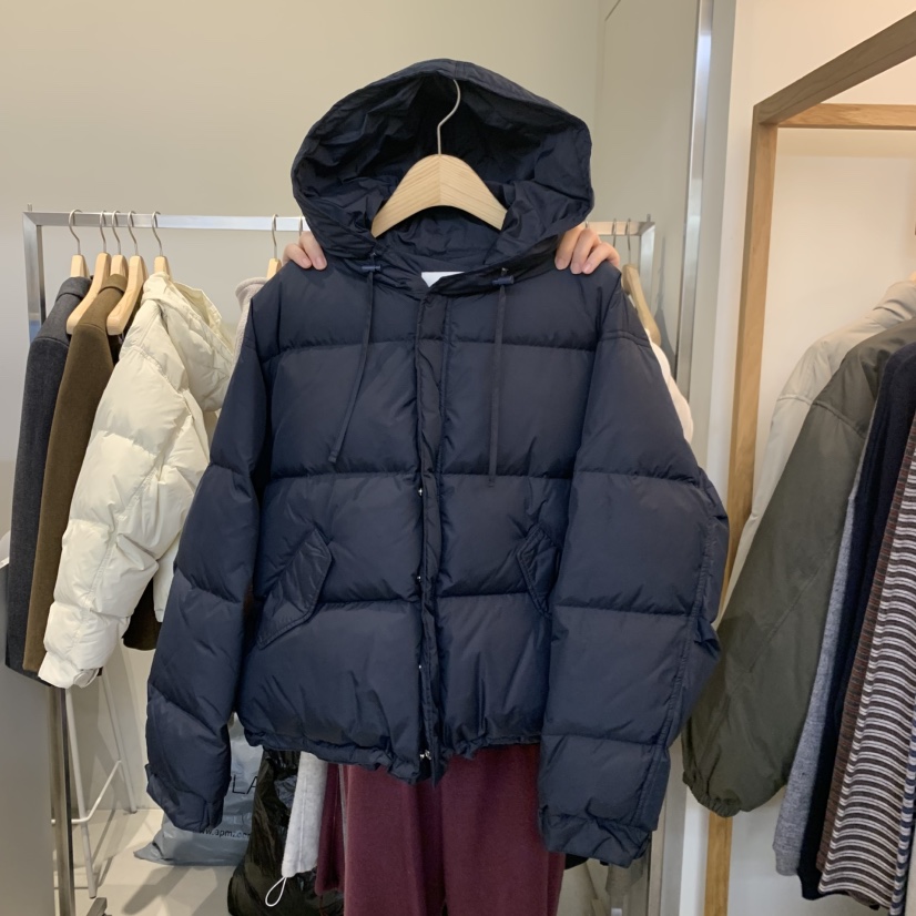 OUTRENE韓國直郵26秋冬寬松連帽短款羽絨服可調節羽絨服抽繩按OUTRENE短款羽絨服圖色2
