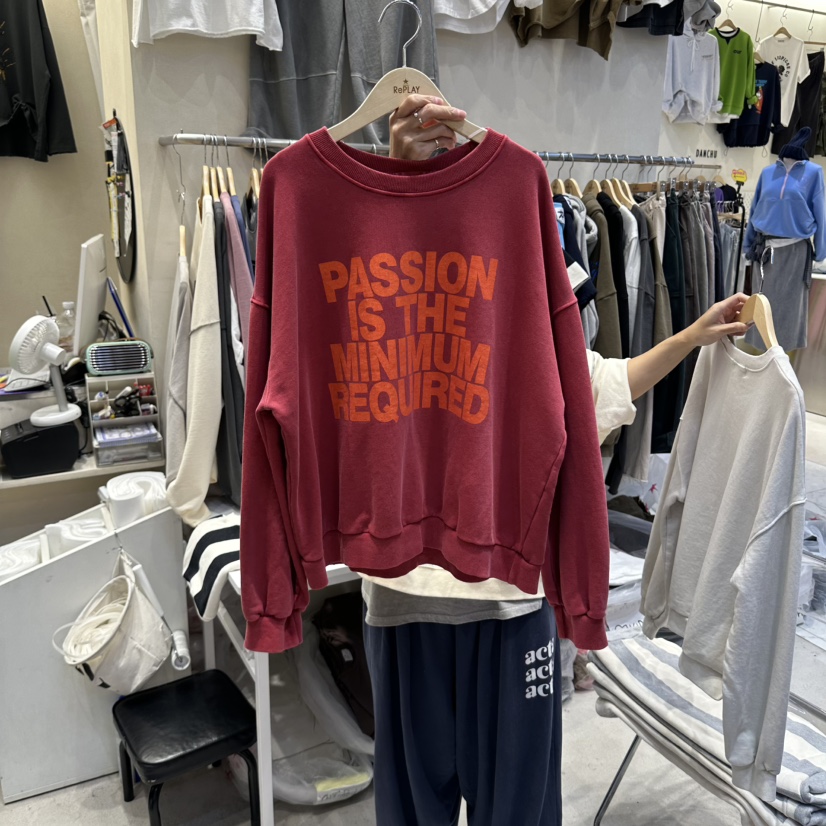 REPLAY東大門代購26秋冬落肩不規則衣擺字母衛衣落肩寬松REPLAY衛衣圖色2