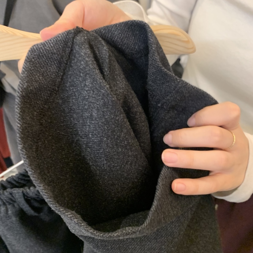 OUTRENE東大門實拍26秋冬寬松毛呢闊腿休閑褲褶裥寬松紐扣OUTRENE休閑褲
