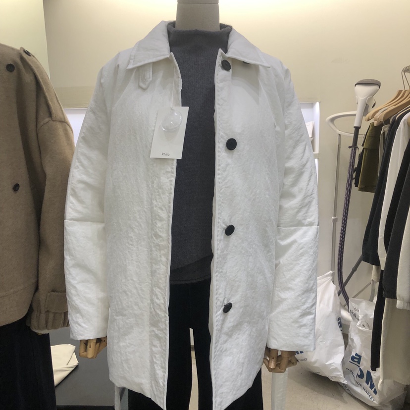PHILO東大門代購26秋季翻領短款羽絨短款羽絨服翻領單排扣含腰PHILO短款羽絨服圖色1