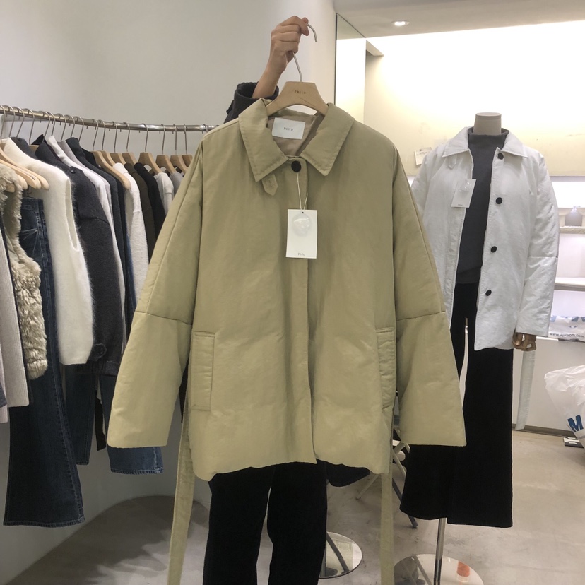 PHILO東大門代購26秋季翻領短款羽絨短款羽絨服翻領單排扣含腰PHILO短款羽絨服圖色2