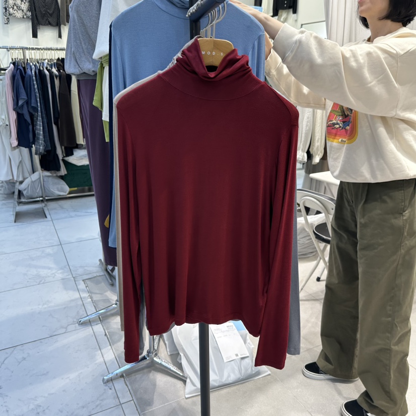 MODS-Q東大門直郵26秋季高領彈力針織基礎內搭長袖T恤修身高領MODS-Q長袖T恤圖色9