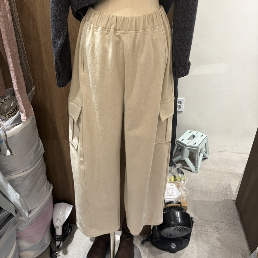 CHAE韓國代購26秋冬寬松直筒工裝休閑褲口袋加絨抓絨直筒寬松CHAE休閑褲圖色2