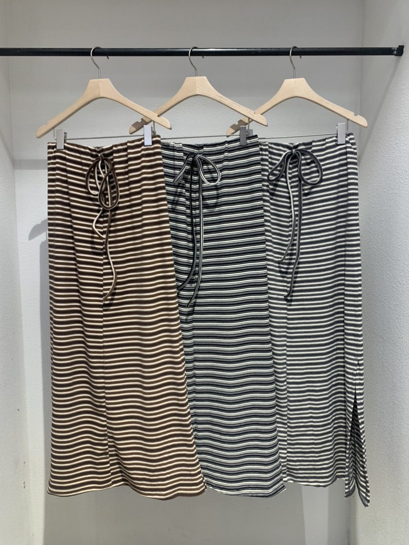 ir bien/bienbien韓國直郵26秋冬抽繩開叉條紋長裙抽繩直筒ir bien/bienbien長裙