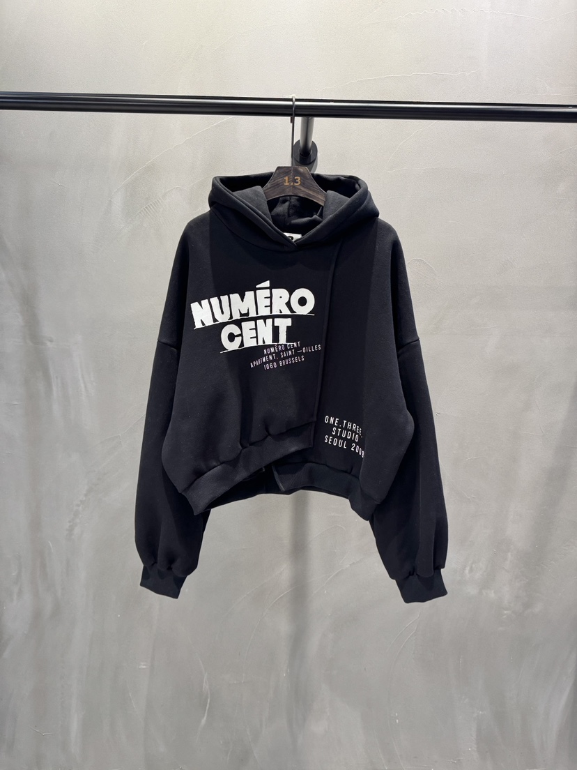 1.3韓國直郵26秋季短款拼接連帽衛衣連帽衫短款落肩1.3衛衣圖色4