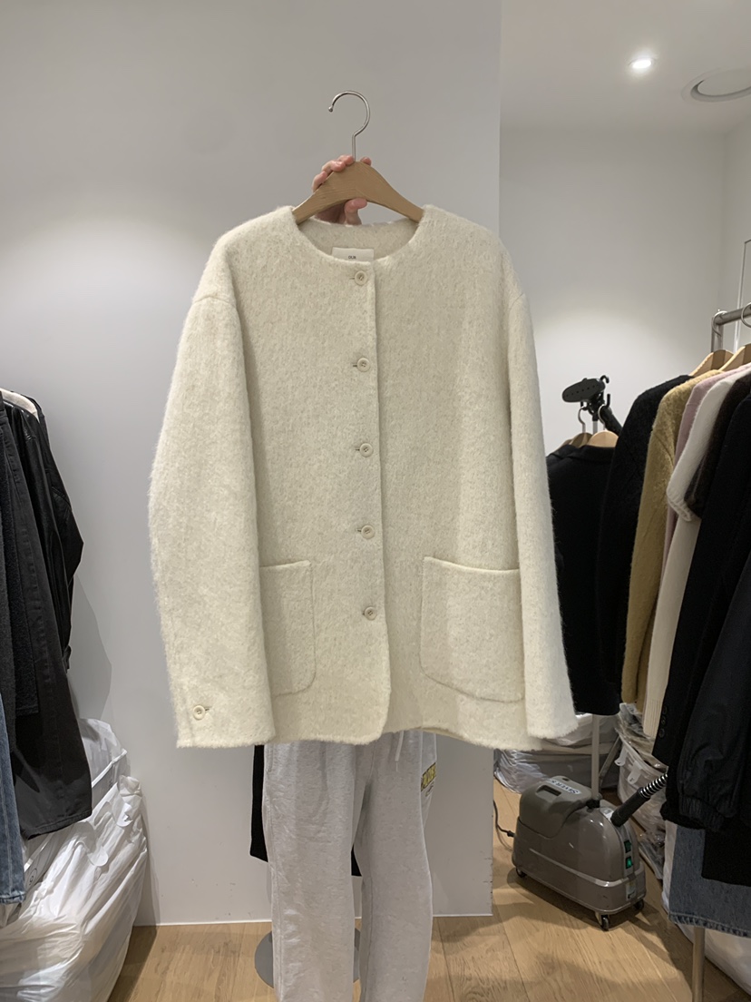 OUR/NOVAE東大門直郵26秋冬圓領短款毛呢大衣短款大衣手工制品OUR/NOVAE短款大衣圖色1