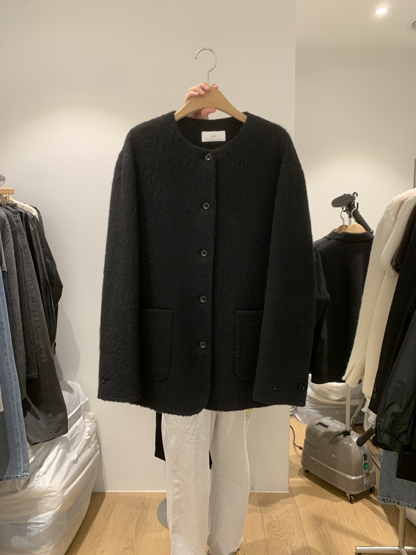 OUR/NOVAE東大門直郵26秋冬圓領短款毛呢大衣短款大衣手工制品OUR/NOVAE短款大衣圖色3