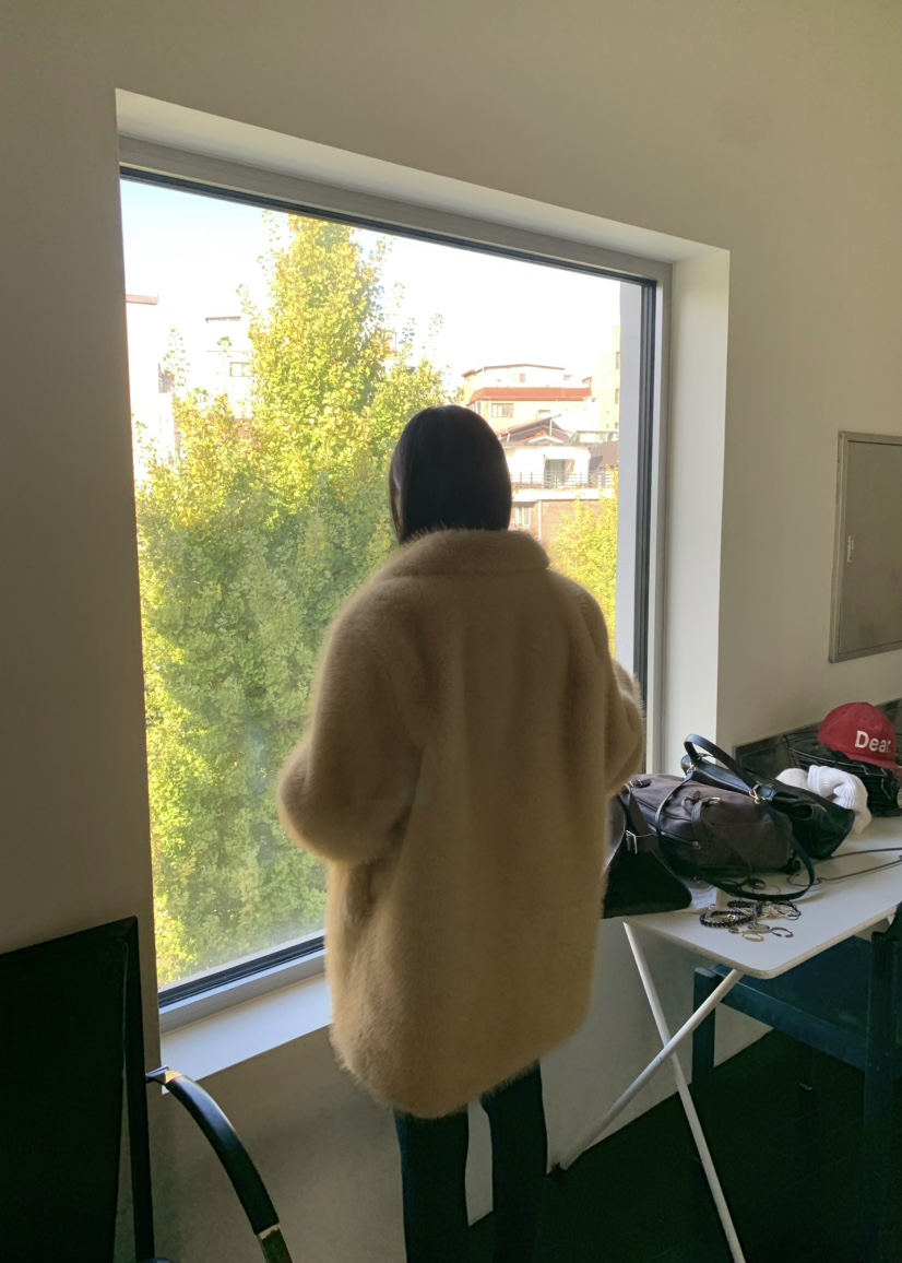 OUPPT韓國直郵26秋冬立領毛絨中長款大衣毛絨立領寬松OUPPT中長款大衣