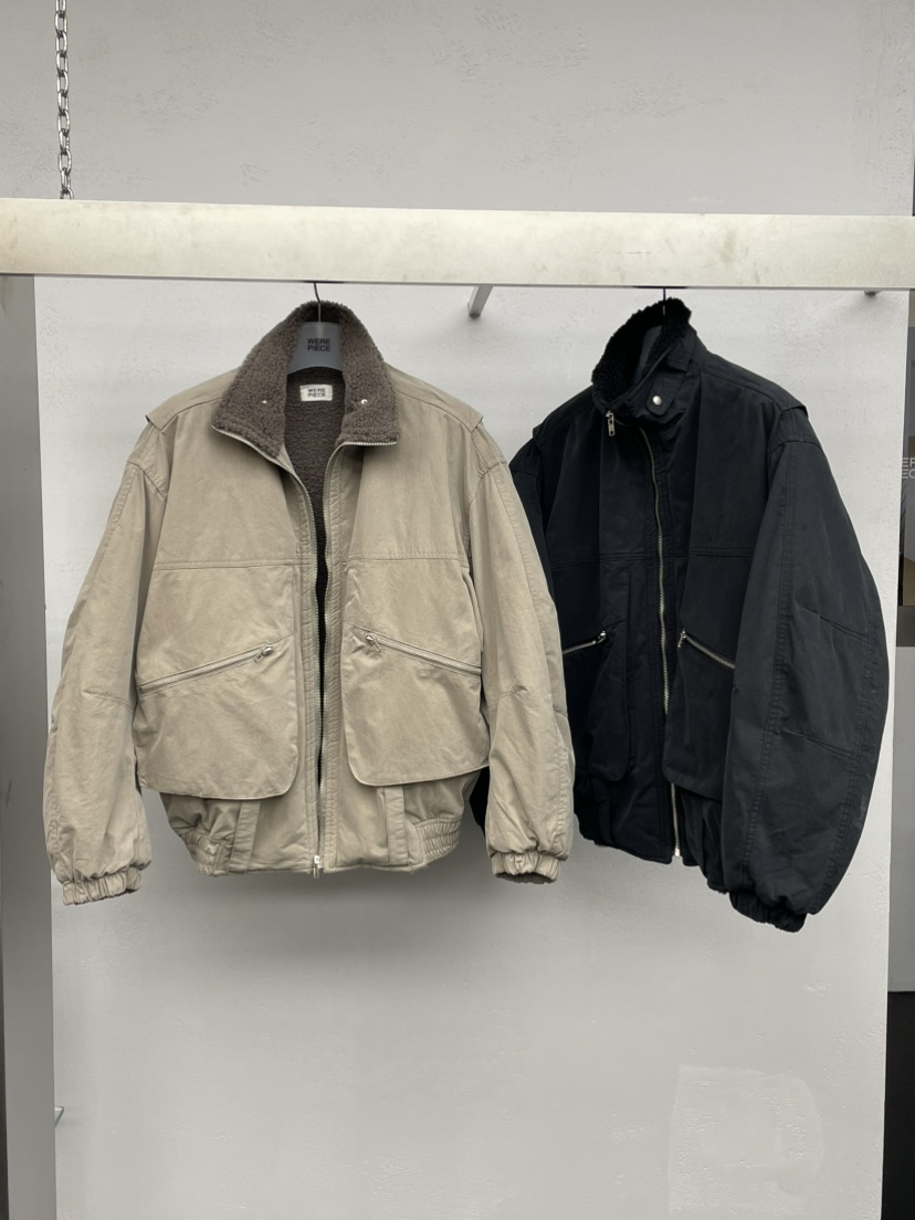 KARE/WERE PIECE韓國代購26秋冬毛絨領工裝夾克口袋毛絨不夾棉KARE/WERE PIECE夾克