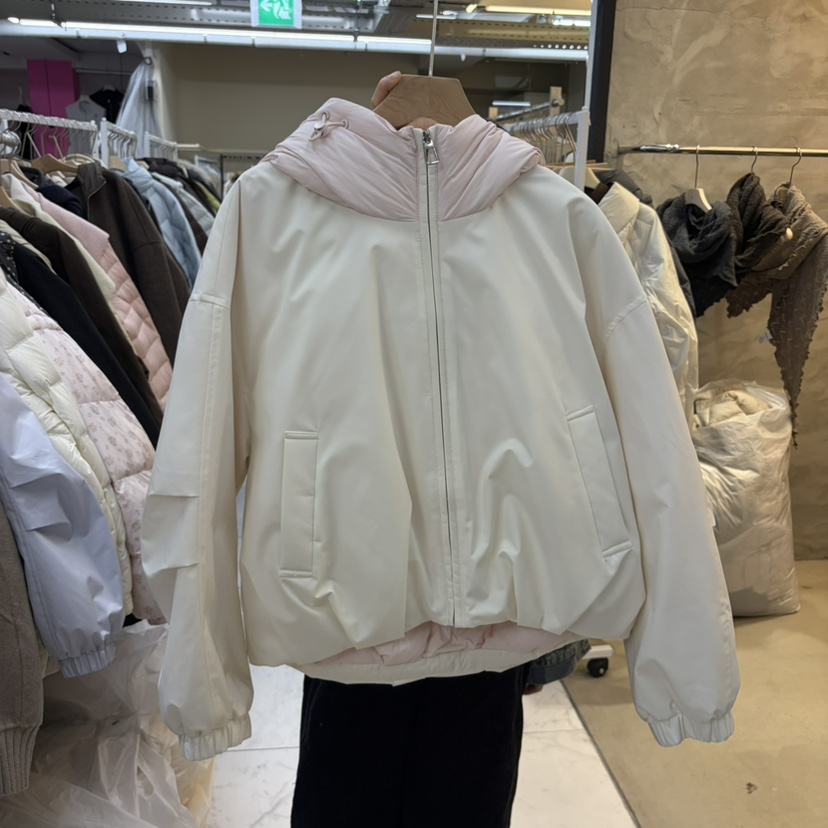 WMSTORY/SIMPLE PARK東大門實拍26秋冬拼色連帽短款鵝絨服短款WMSTORY/SIMPLE PARK短款羽絨服圖色1