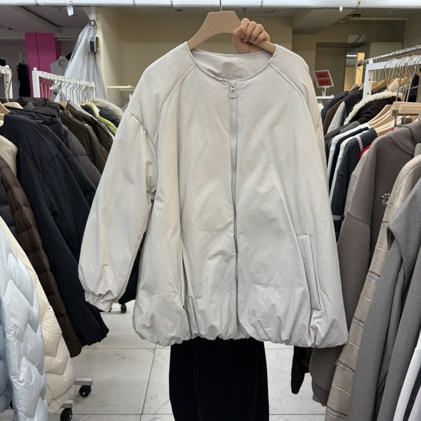 WMSTORY/SIMPLE PARK東大門實拍26秋冬圓領收擺短款鵝絨服短款WMSTORY/SIMPLE PARK短款羽絨服圖色3灰