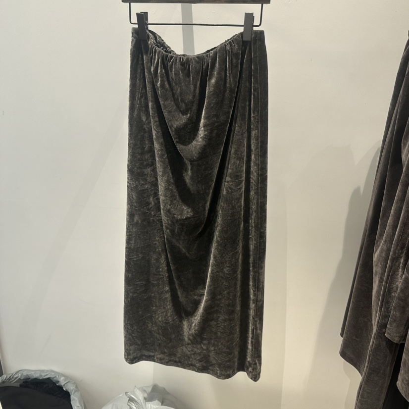 JANE BIRKIN設計師品牌東大門直郵26秋冬絲絨長裙天鵝絨直筒JANE BIRKIN設計師品牌長裙圖色2卡其墨色