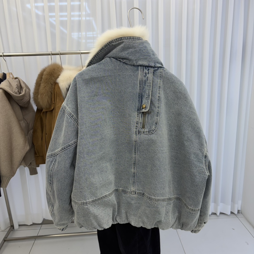 WMSTORY/SIMPLE PARK韓國代購26秋冬短款牛仔鵝絨羽絨服短款羽WMSTORY/SIMPLE PARK短款羽絨服