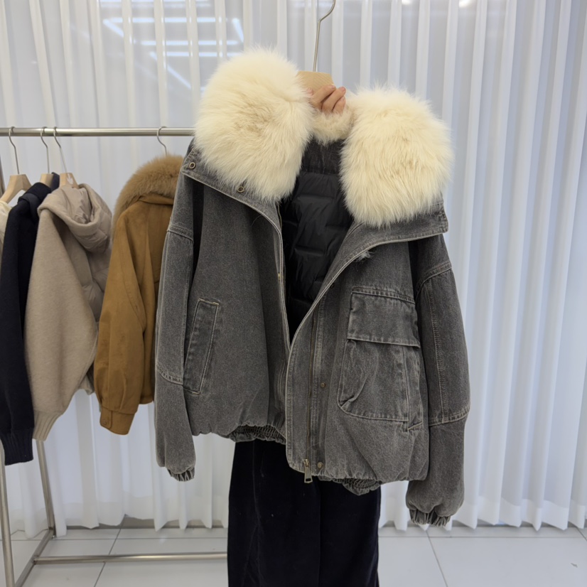WMSTORY/SIMPLE PARK韓國代購26秋冬短款牛仔鵝絨羽絨服短款羽WMSTORY/SIMPLE PARK短款羽絨服圖色2