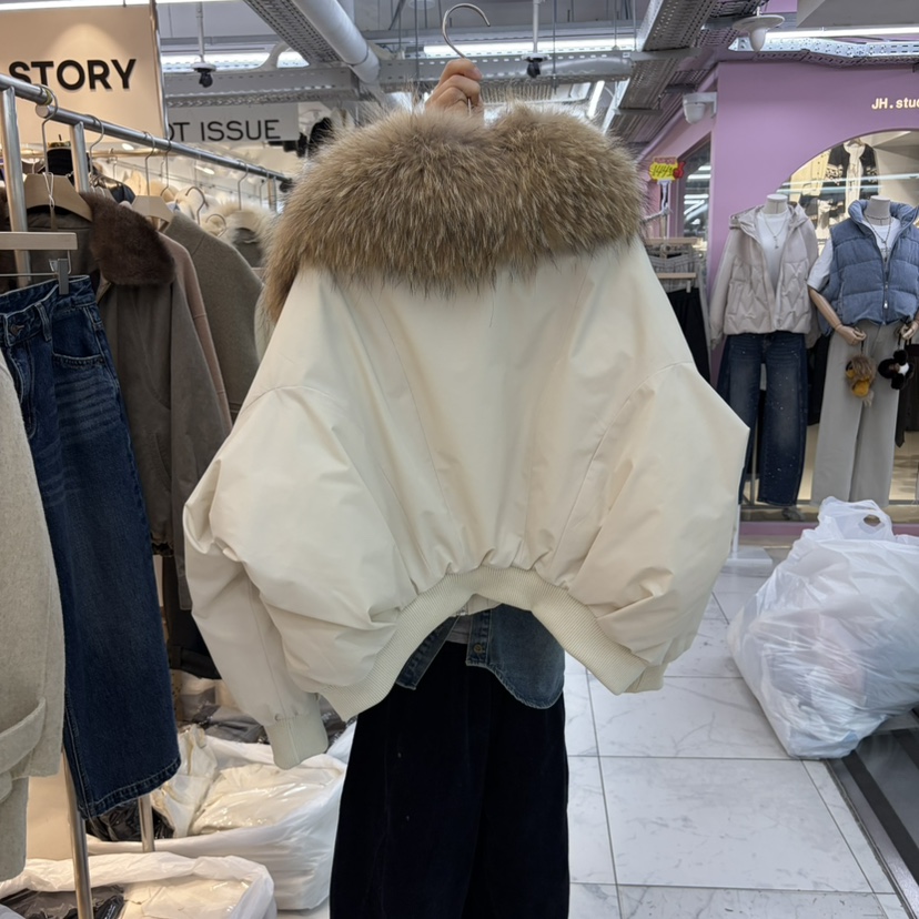 WMSTORY/SIMPLE PARK東大門代購26秋冬大毛領短款鵝絨羽絨服短WMSTORY/SIMPLE PARK短款羽絨服