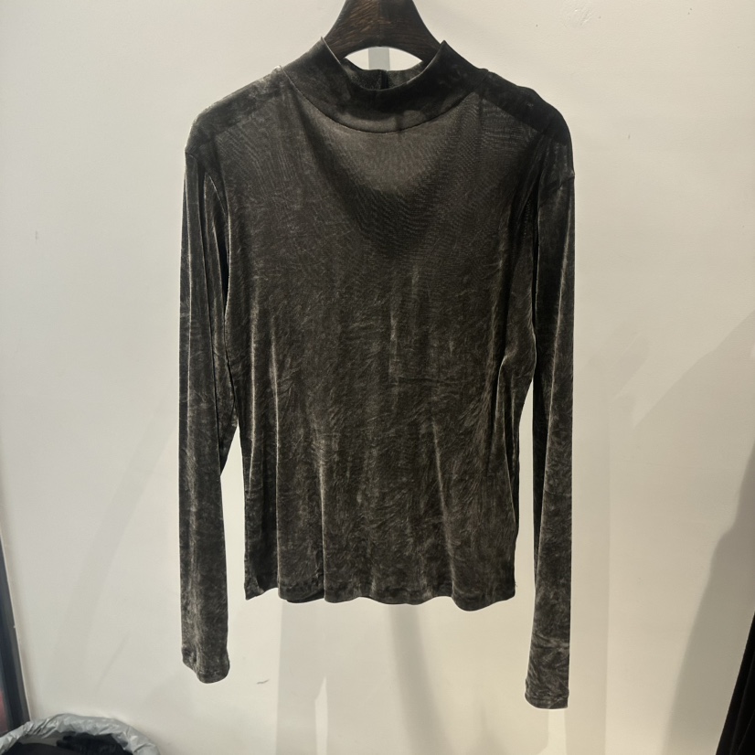 JANE BIRKIN設計師品牌東大門直郵26秋冬半高領做舊絲絨長袖TJANE BIRKIN設計師品牌長袖T恤圖色1卡其墨色