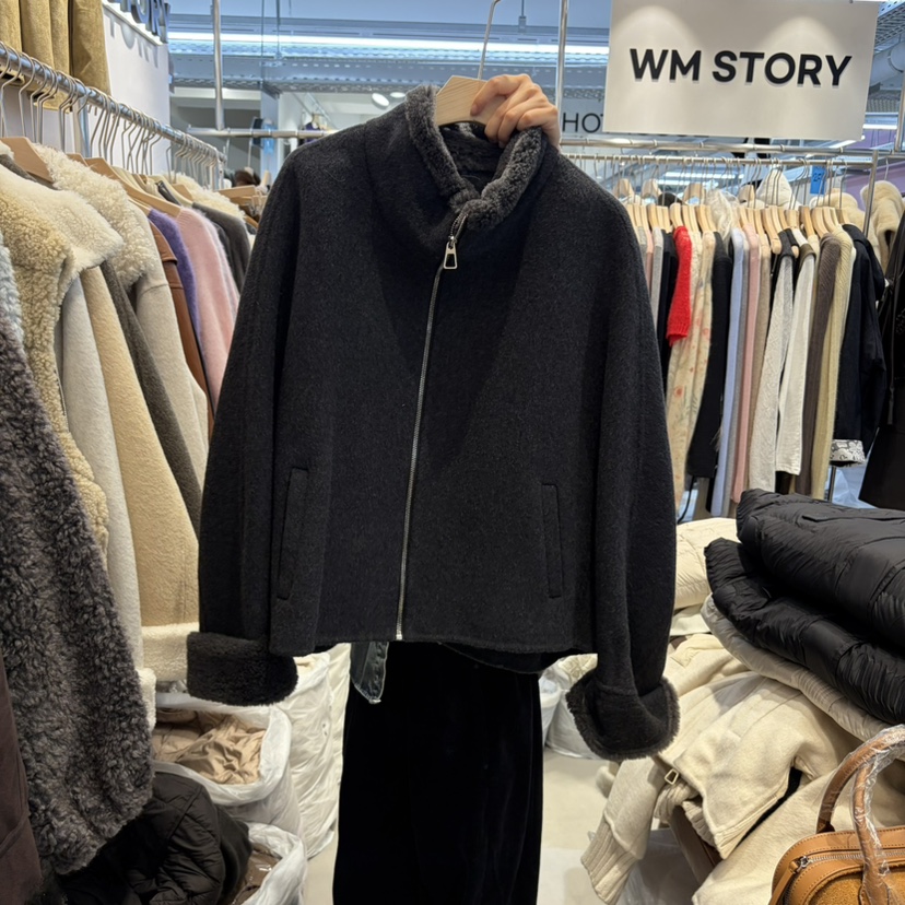 WMSTORY/SIMPLE PARK韓國直郵26秋冬短款毛呢立領大衣短款大衣WMSTORY/SIMPLE PARK短款大衣圖色1
