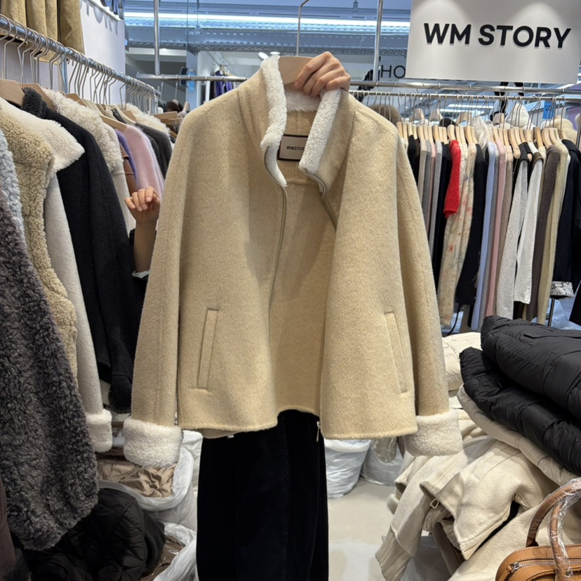 WMSTORY/SIMPLE PARK韓國直郵26秋冬短款毛呢立領大衣短款大衣WMSTORY/SIMPLE PARK短款大衣圖色2