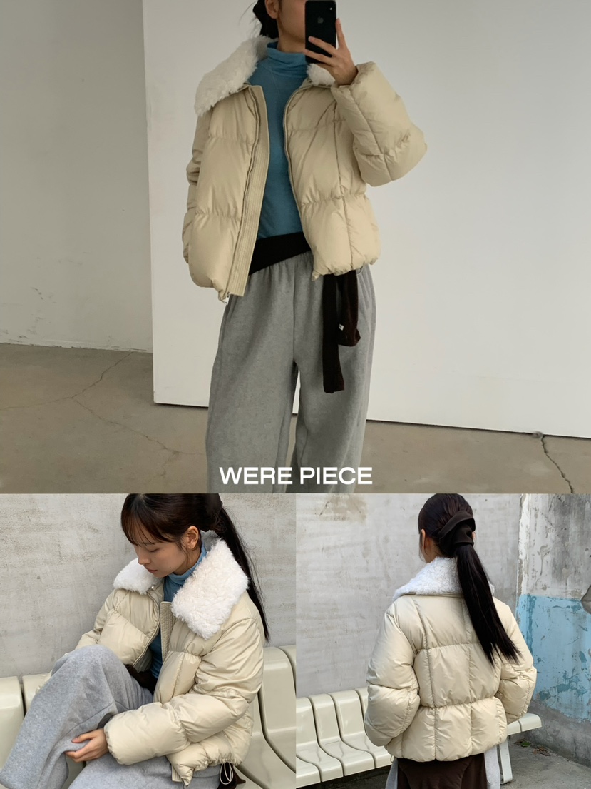 KARE/WERE PIECE東大門代購26秋冬毛絨領短款羽絨服毛絨加厚抽KARE/WERE PIECE短款羽絨服
