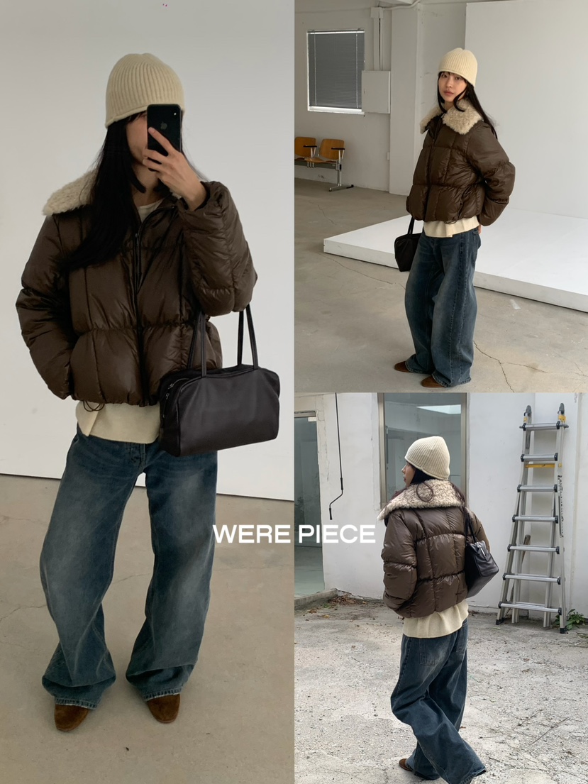 KARE/WERE PIECE東大門代購26秋冬毛絨領短款羽絨服毛絨加厚抽KARE/WERE PIECE短款羽絨服