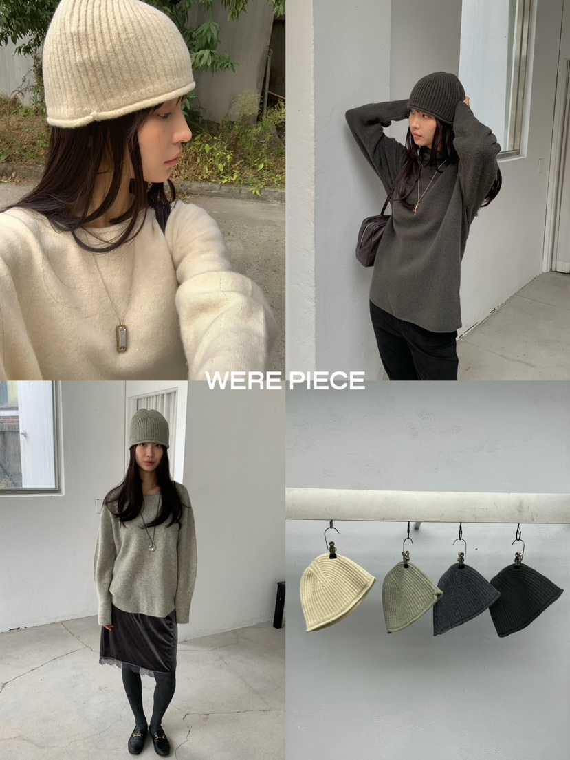 KARE/WERE PIECE東大門代購26秋冬豎紋針織漁夫帽帽子KARE/WERE PIECE帽子