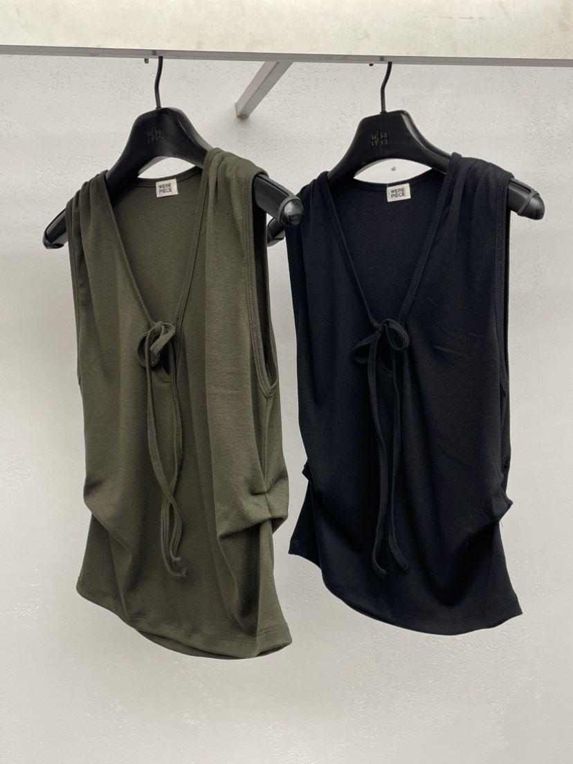 KARE/WERE PIECE東大門代購26秋冬系帶V領背心吊帶V領系帶無袖KARE/WERE PIECE吊帶/背心