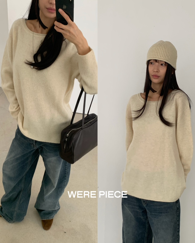 KARE/WERE PIECE東大門直郵26秋冬寬松針織衫不含內搭落肩圓領KARE/WERE PIECE針織衫
