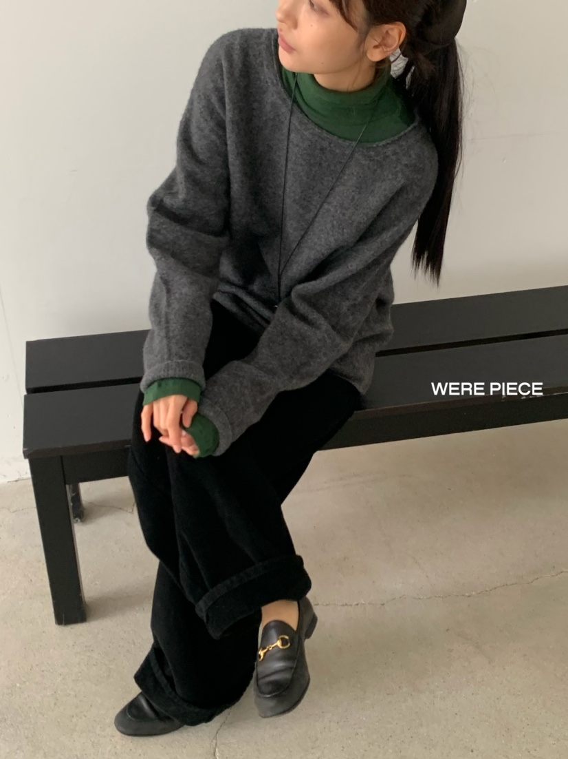 KARE/WERE PIECE東大門直郵26秋冬寬松針織衫不含內搭落肩圓領KARE/WERE PIECE針織衫