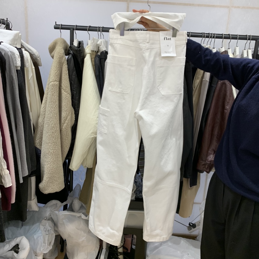 flat韓國直郵26秋冬高腰闊腿休閑褲 日常通勤款直筒高腰寬松flat休閑褲