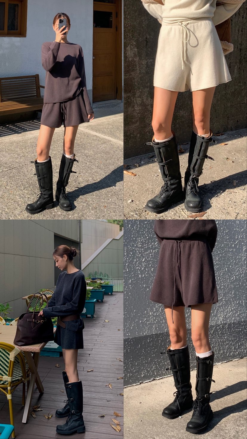 OBSESS韓國代購26秋冬寬松卷邊圓領周末毛衣落肩寬松OBSESS毛衣