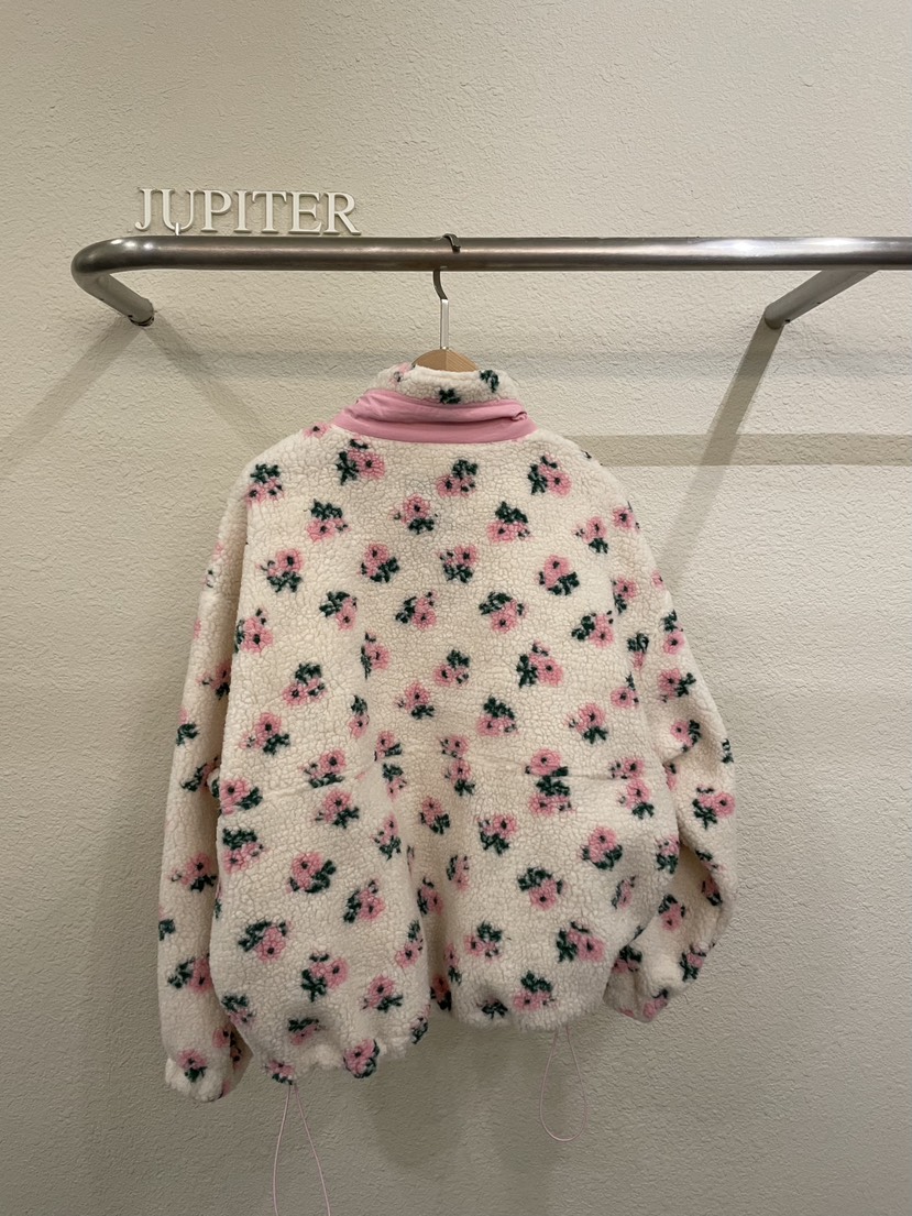 JUPITER韓國直郵26秋冬半開襟立領花卉羊羔毛衛衣口袋立領抽繩JUPITER衛衣