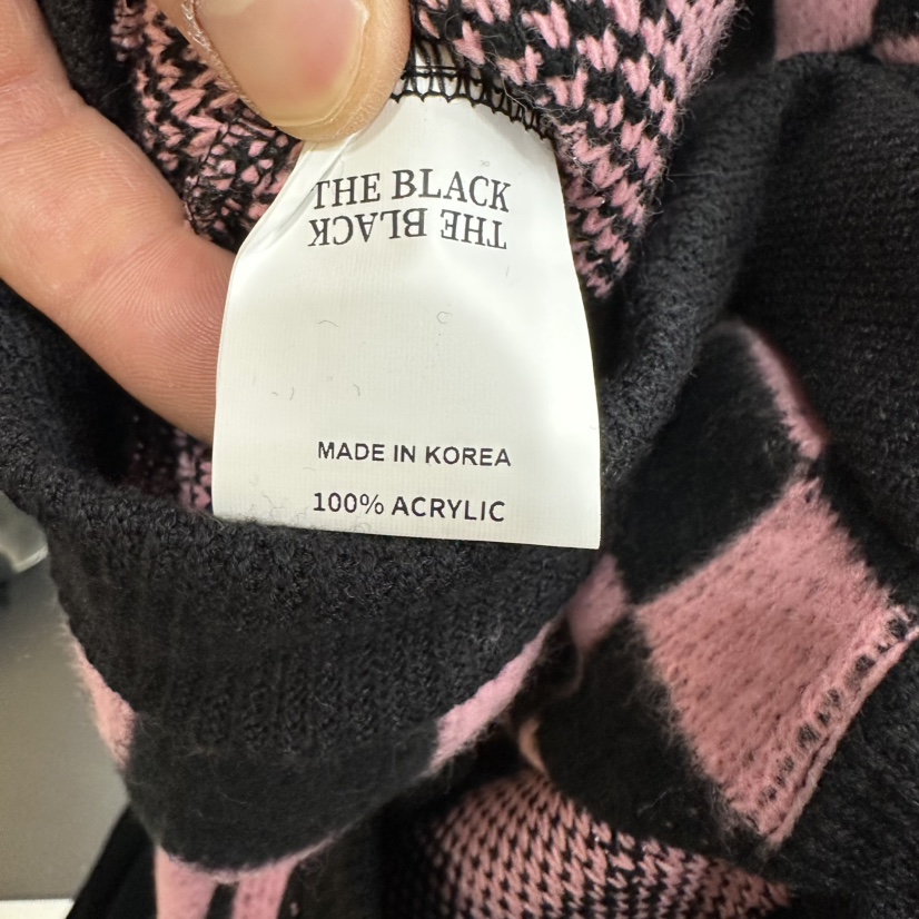 LADYBLACK/THE BLACK東大門實拍26秋冬棋盤格針織開衫單排扣VLADYBLACK/THE BLACK開衫