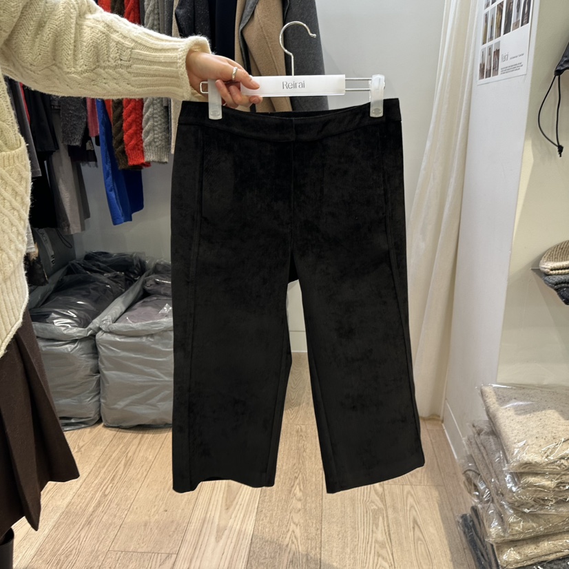 Reirai韓國代購26秋冬仿麂皮七分闊腿休閑褲七分褲直筒Reirai休閑褲圖色2