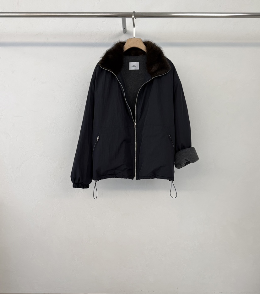 ABLE STANDARD/ABLERING東大門實拍26秋冬毛領短夾克可調節口ABLE STANDARD/ABLERING夾克圖色1黑色