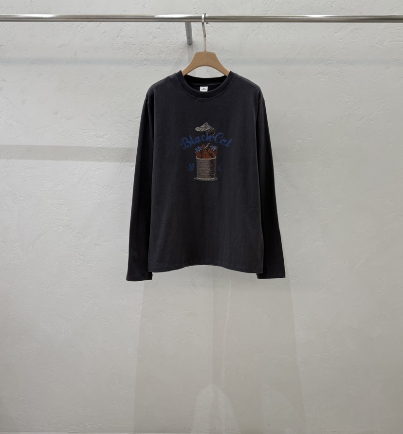 ABLE STANDARD/ABLERING東大門直郵26秋冬印花長袖T恤印花圓領ABLE STANDARD/ABLERING長袖T恤圖色2墨色