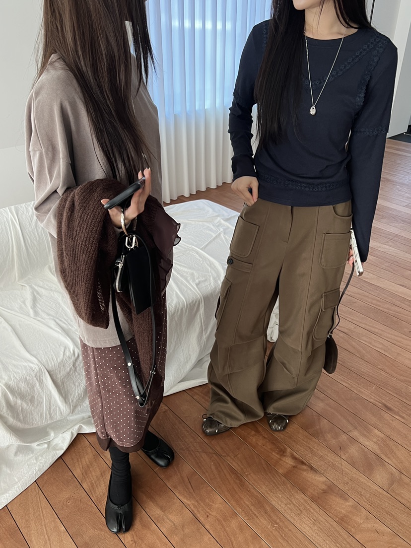 SPECIAL東大門直郵26秋冬多口袋束口工裝休閑褲口袋抽繩褶皺SPECIAL休閑褲