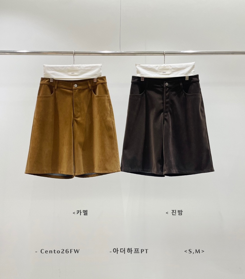CENTO韓國代購26秋冬寬松闊腿中褲 簡約休閑短褲寬松紐扣CENTO短褲