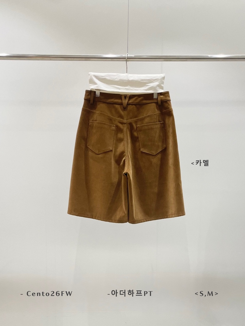 CENTO韓國代購26秋冬寬松闊腿中褲 簡約休閑短褲寬松紐扣CENTO短褲