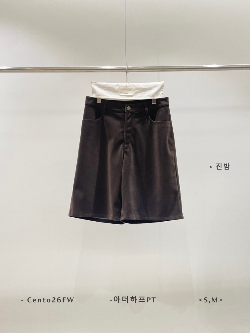 CENTO韓國代購26秋冬寬松闊腿中褲 簡約休閑短褲寬松紐扣CENTO短褲圖色2