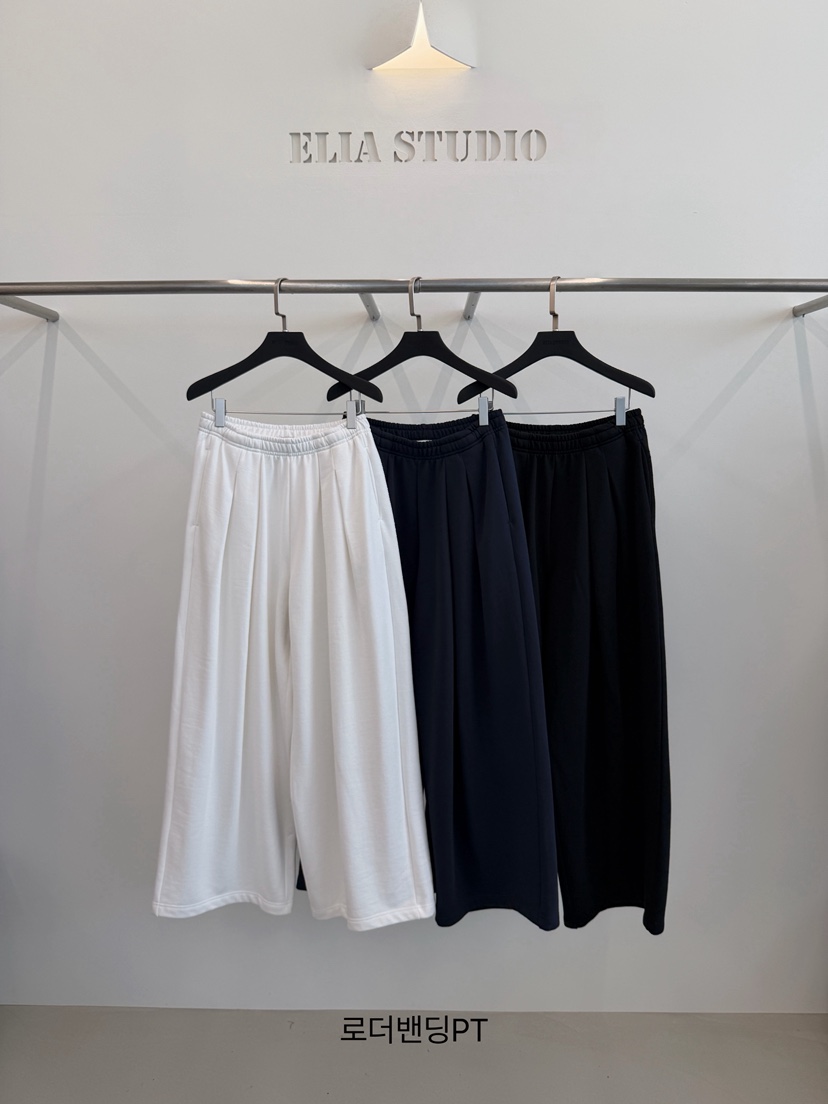 ELIA STUDIO東大門實拍26秋冬松緊腰闊腿休閑褲口袋褶裥ELIA STUDIO休閑褲